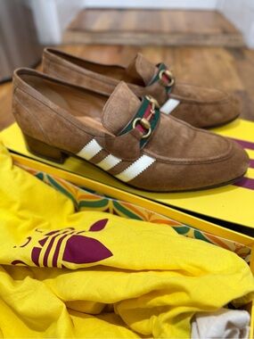 Men's Brown Suede Slip-On Loafers with Signature Web Accent